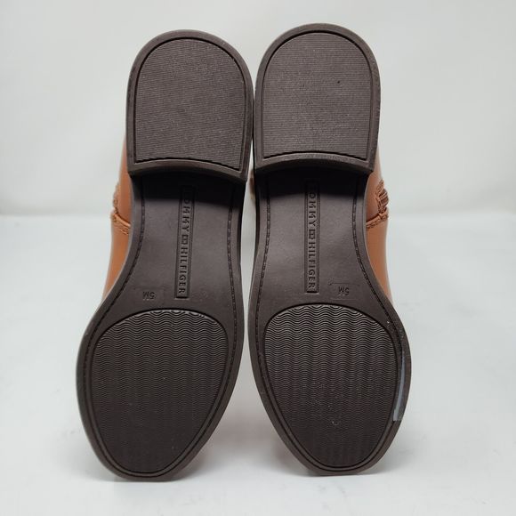 Tommy Hilfiger Riding Boots Womens 5 Tan Brown Knee High Logo Spell Out Shoes - Picture 8 of 9